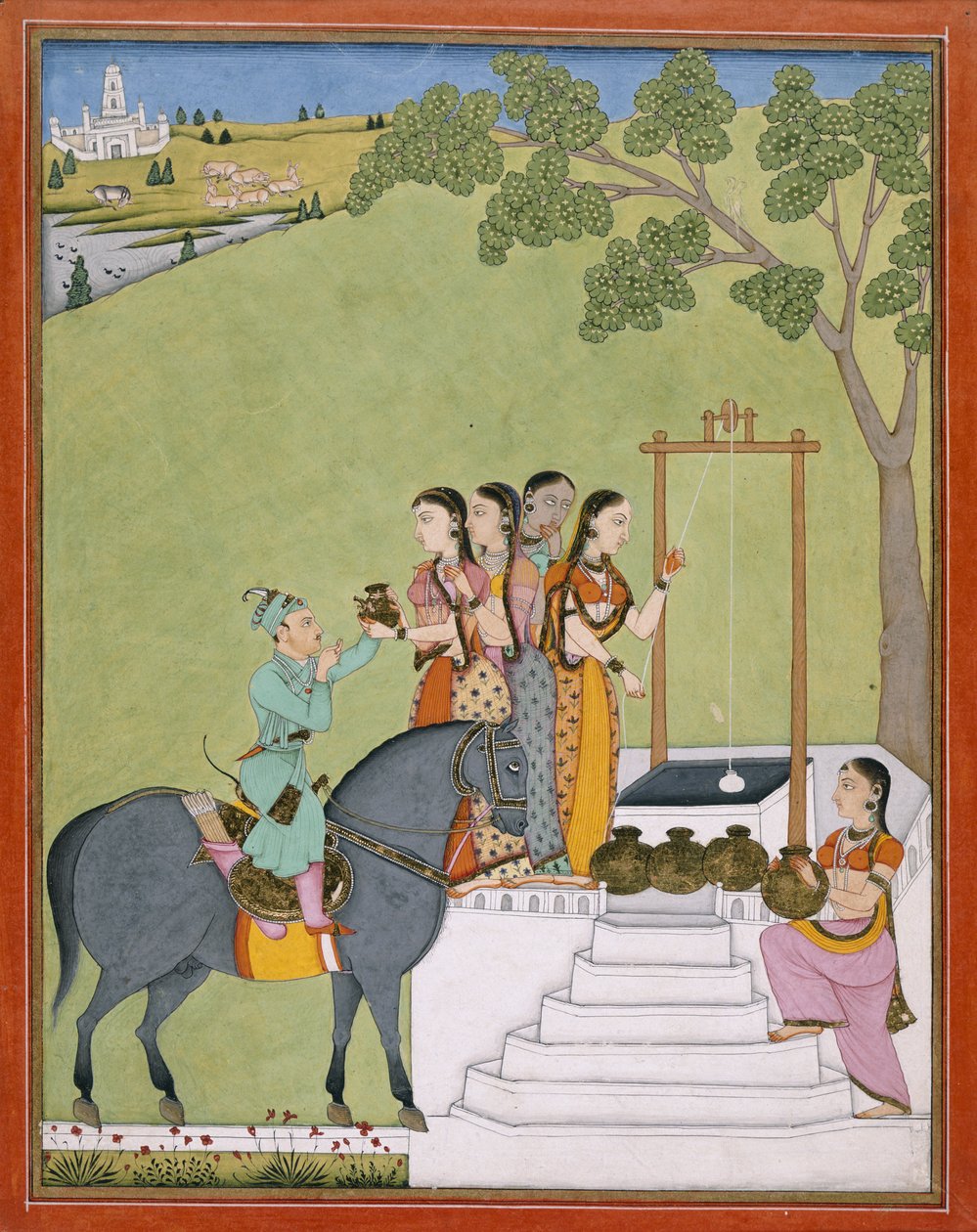 Lägg till Or.3846 En prins vid en brunn, ca 1780 (akvarell på papper) av Indian School