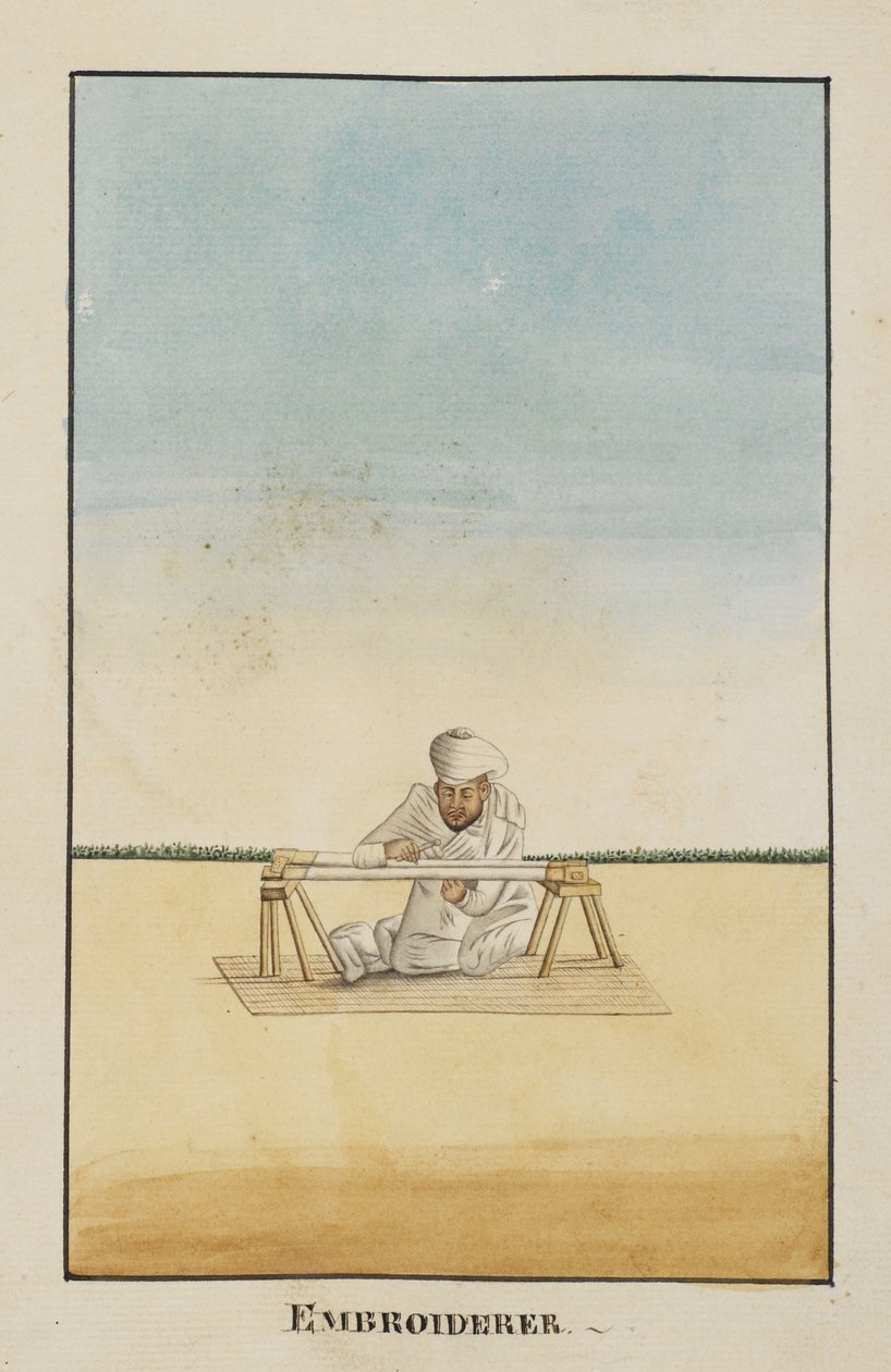 Lägg till Or 2716, Broderare sittande vid sin ram av Indian School