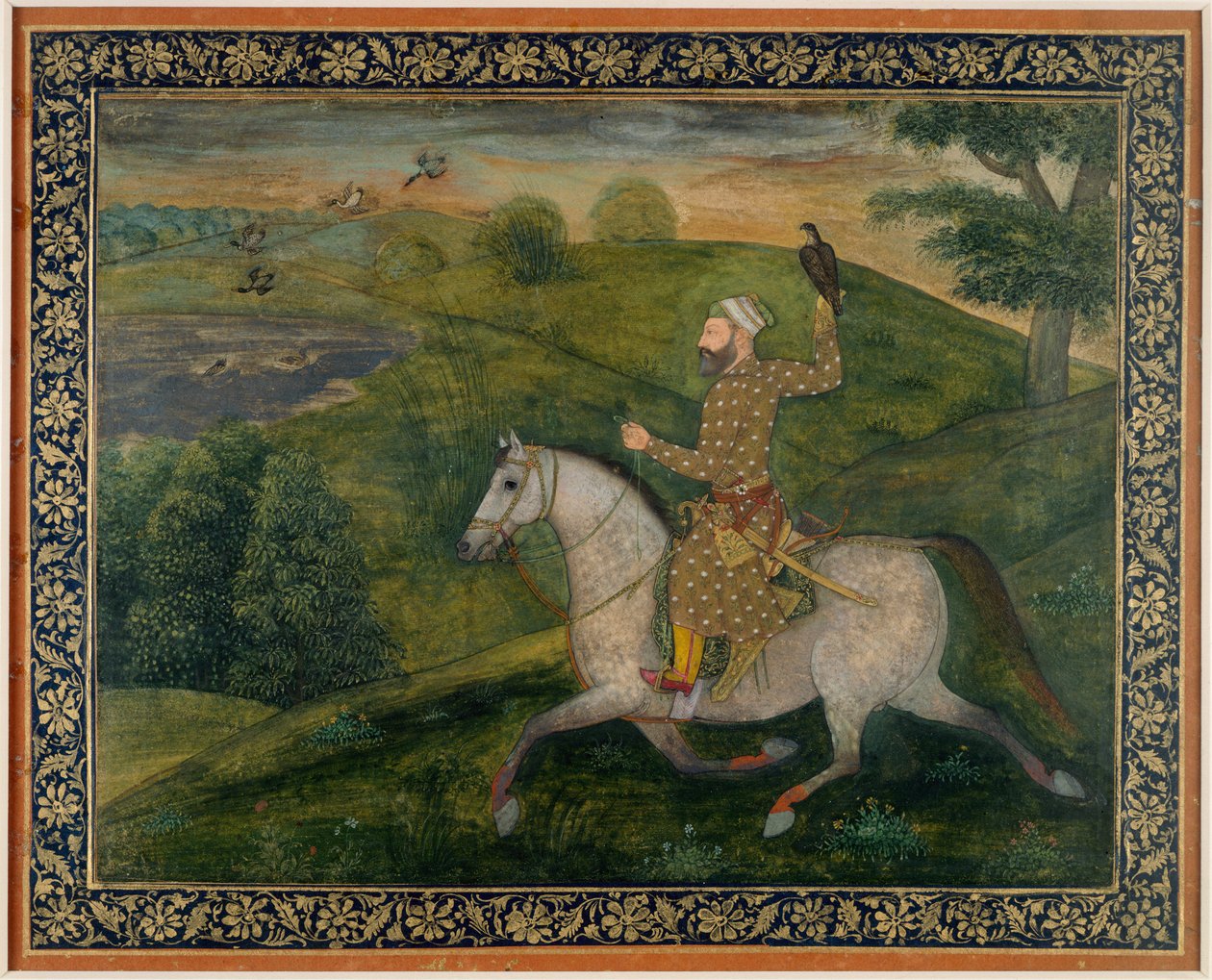 Alivardi Khan Goes Hawking (gouache på papper) av Indian School