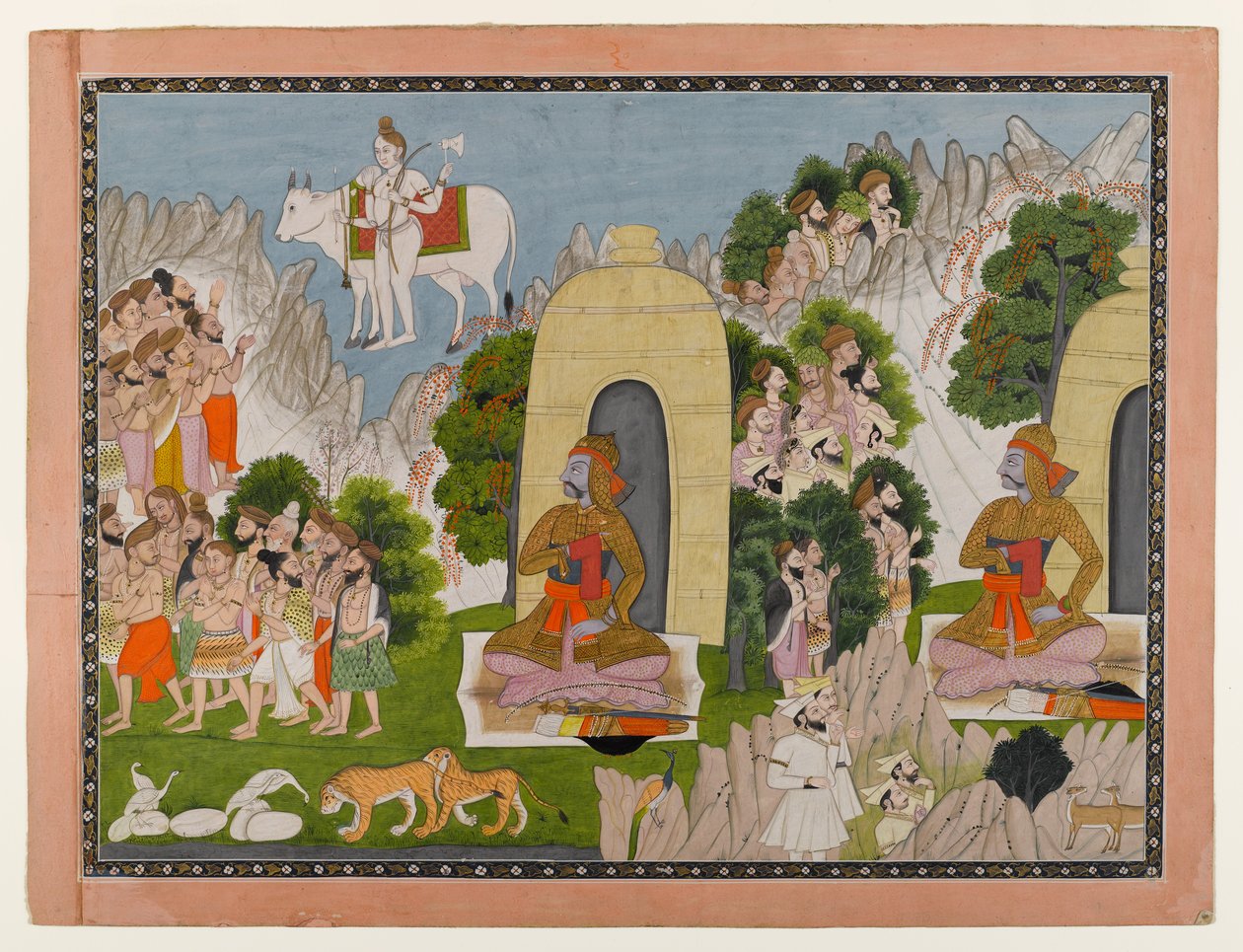 Arjunas Penance, scen från en Mahabharata-serie, c.1825-40 (wc & guld på papper) av Indian School