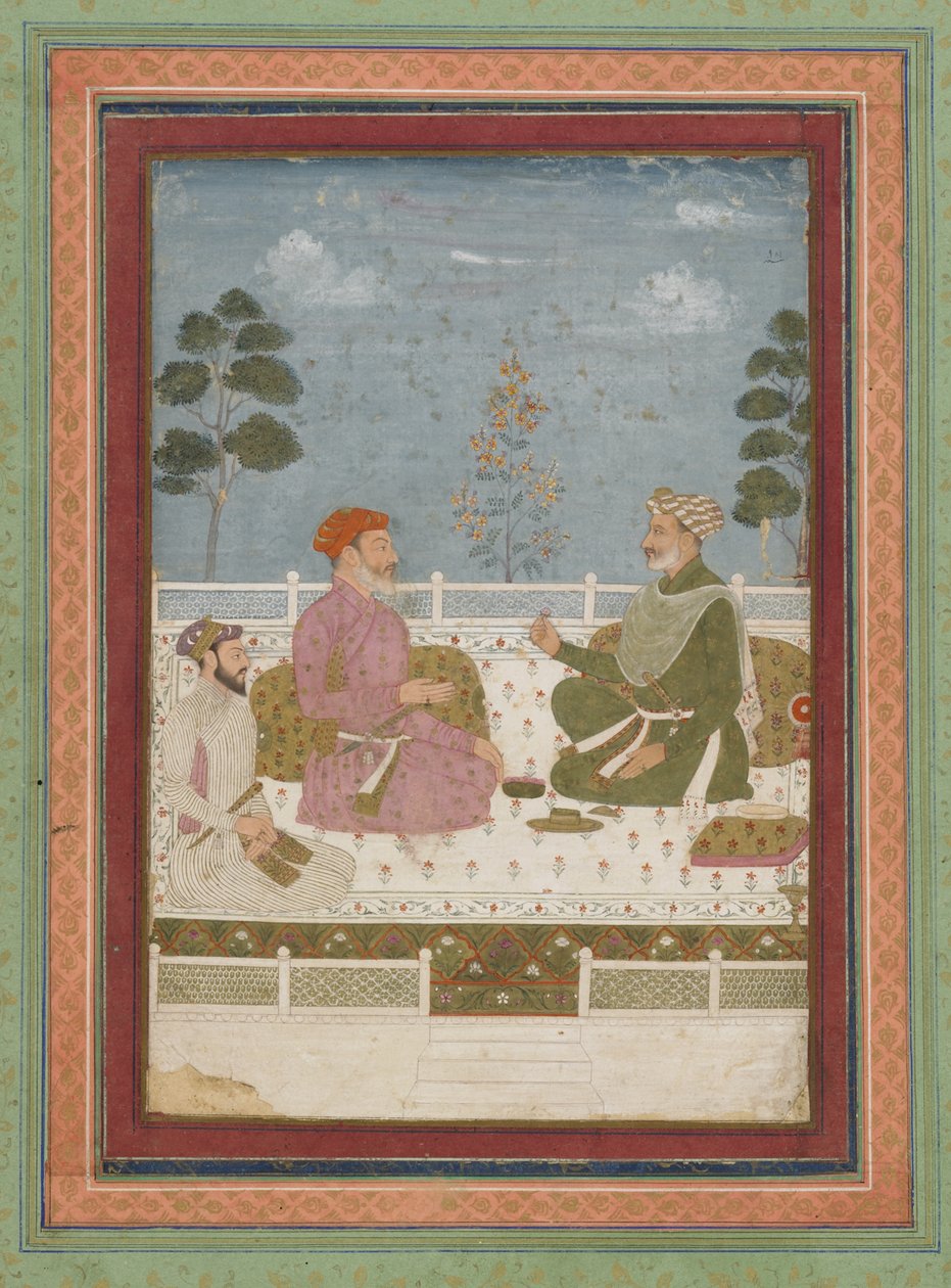 Publikscen, fristående albumfolio med målning, c.1750 av Indian School