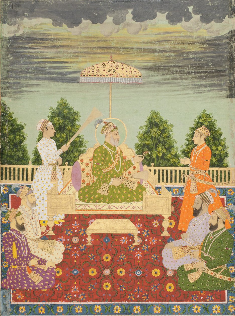 Bahadur Shah med sina fyra söner och ett barnbarn, ca 1710 av Indian School