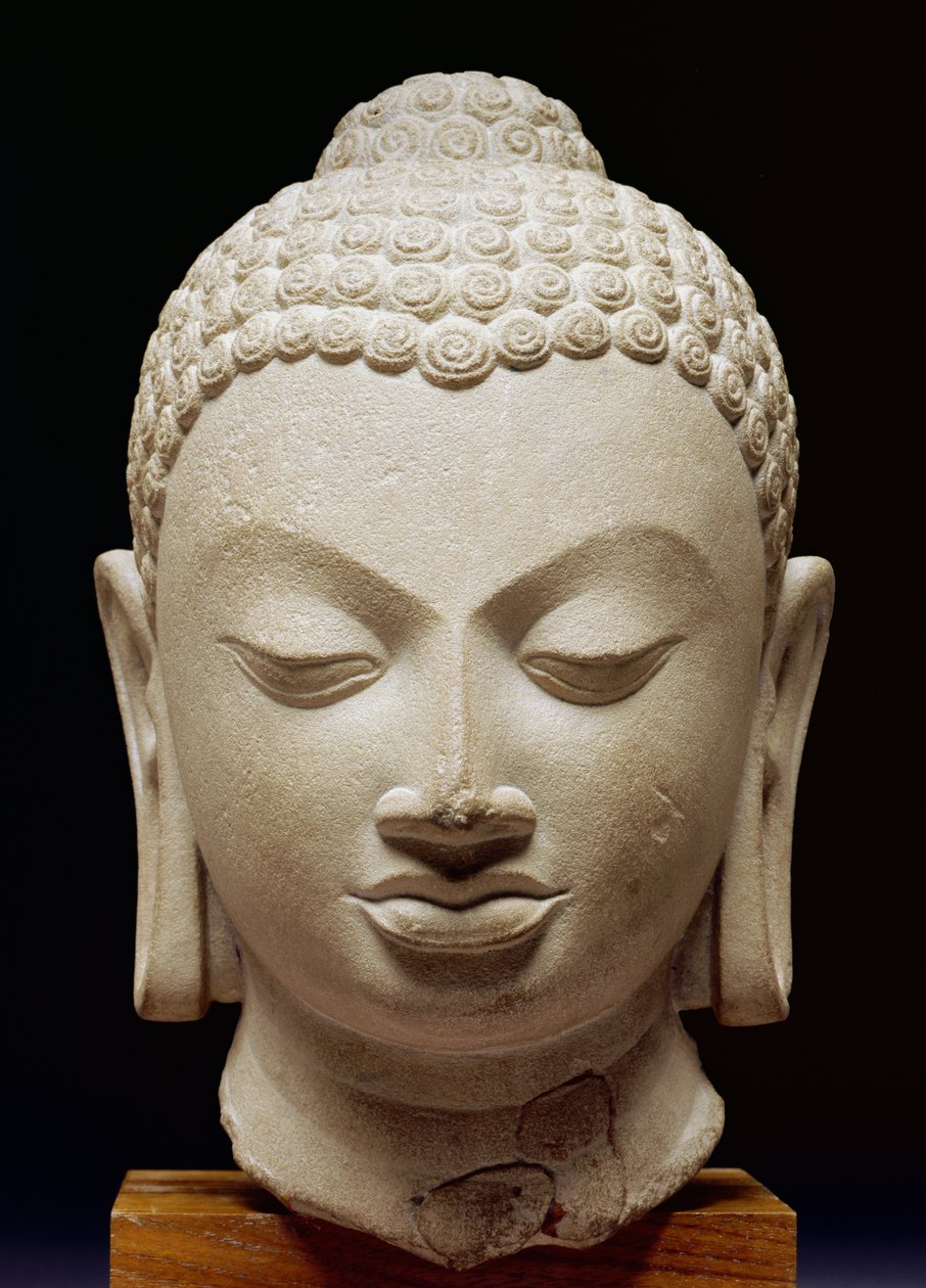 Buddha Head, Sarnath-kultur, 500 AD (buff sandsten) av Indian School