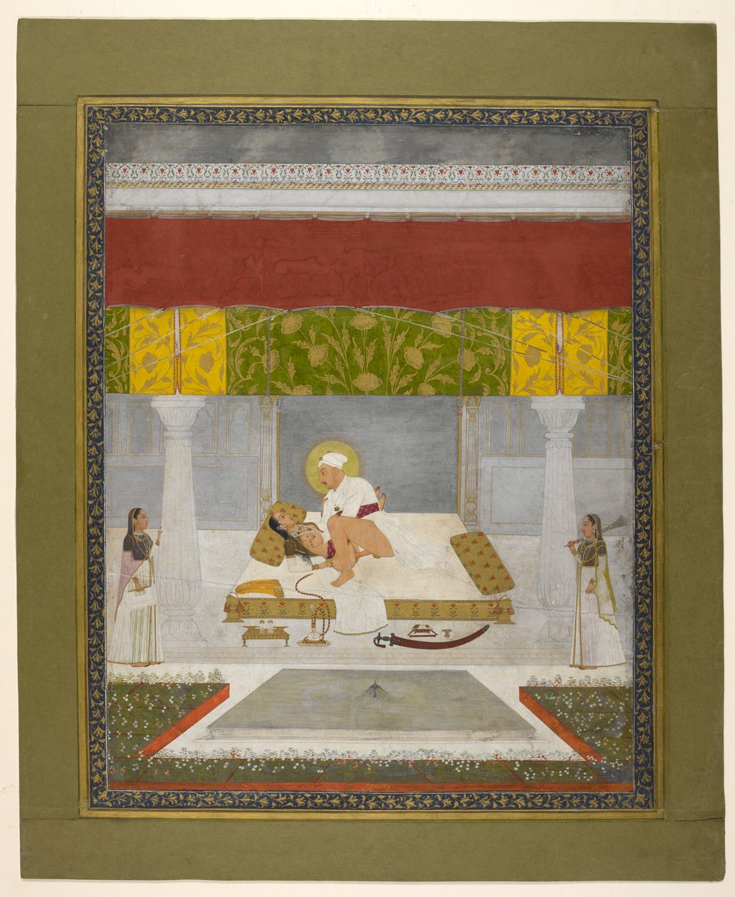 Chitarman II (Kalyan Das), Muhammad Shah älskande, ca 1735 (gouache på papper) av Indian School