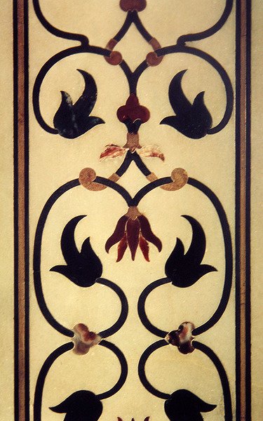 Detalj av inläggningsarbete på en yttervägg, ca 1631-54 (pietra dura) av Indian School