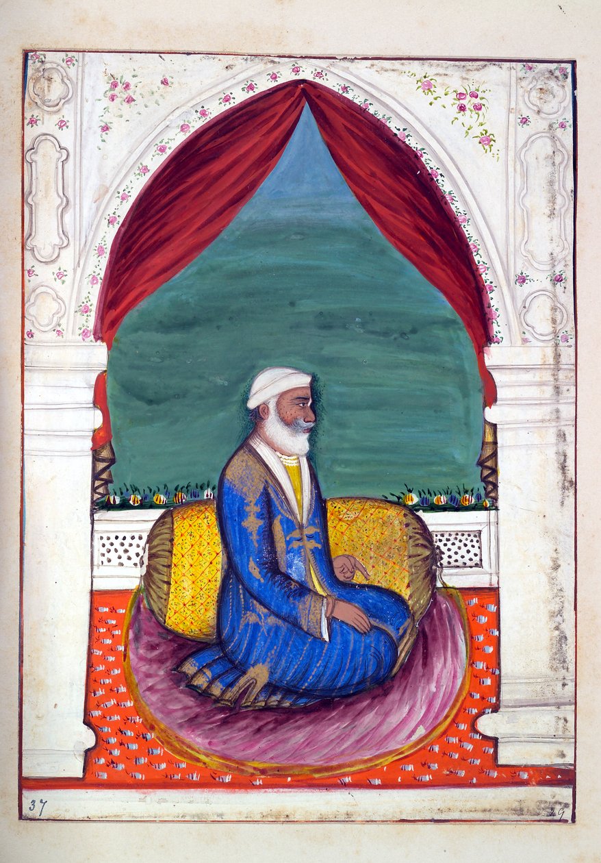 Dewan Ajodia Pershad, från The Kingdom of the Punjab, its Rulers and Chiefs, volym II, en volym med 30 akvarellstudier av en oidentifierad indisk konstnär, ca 1840 (wc på papper) av Indian School