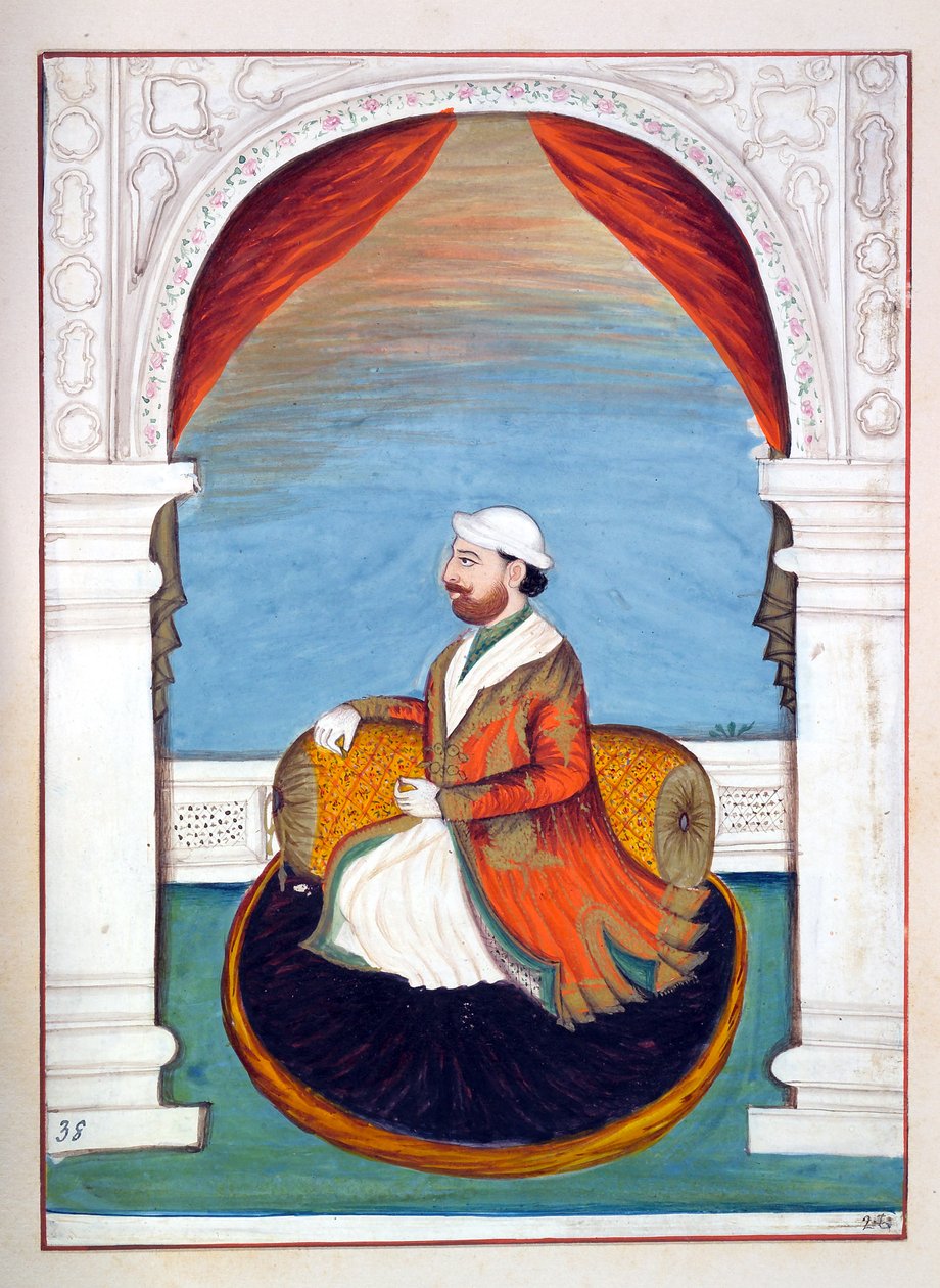 Dewan Kidr Nath, från The Kingdom of the Punjab, its Rulers and Chiefs, volym II, en volym med 30 akvarellstudier av en oidentifierad indisk konstnär, c.1840 (wc på papper) av Indian School