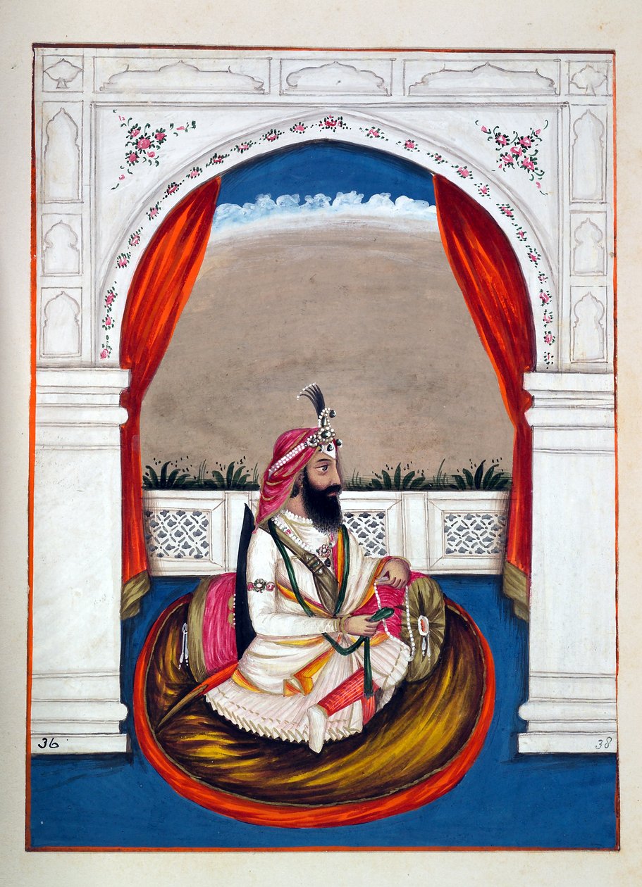 Dewan Mubraj (Multanwala), från The Kingdom of the Punjab, its Rulers and Chiefs, volym II, en volym med 30 akvarellstudier av en oidentifierad indisk konstnär, ca 1840 (wc på papper) av Indian School
