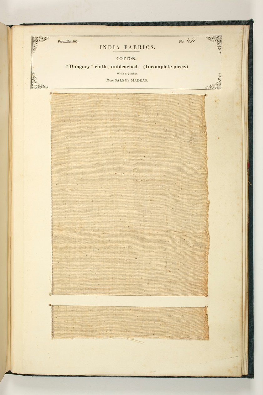Dungary Cloth, Salem, Madras, från The Collection of the Textile Manufacturers of India, av John Forbes Watson, publicerad 1866 av Indian School