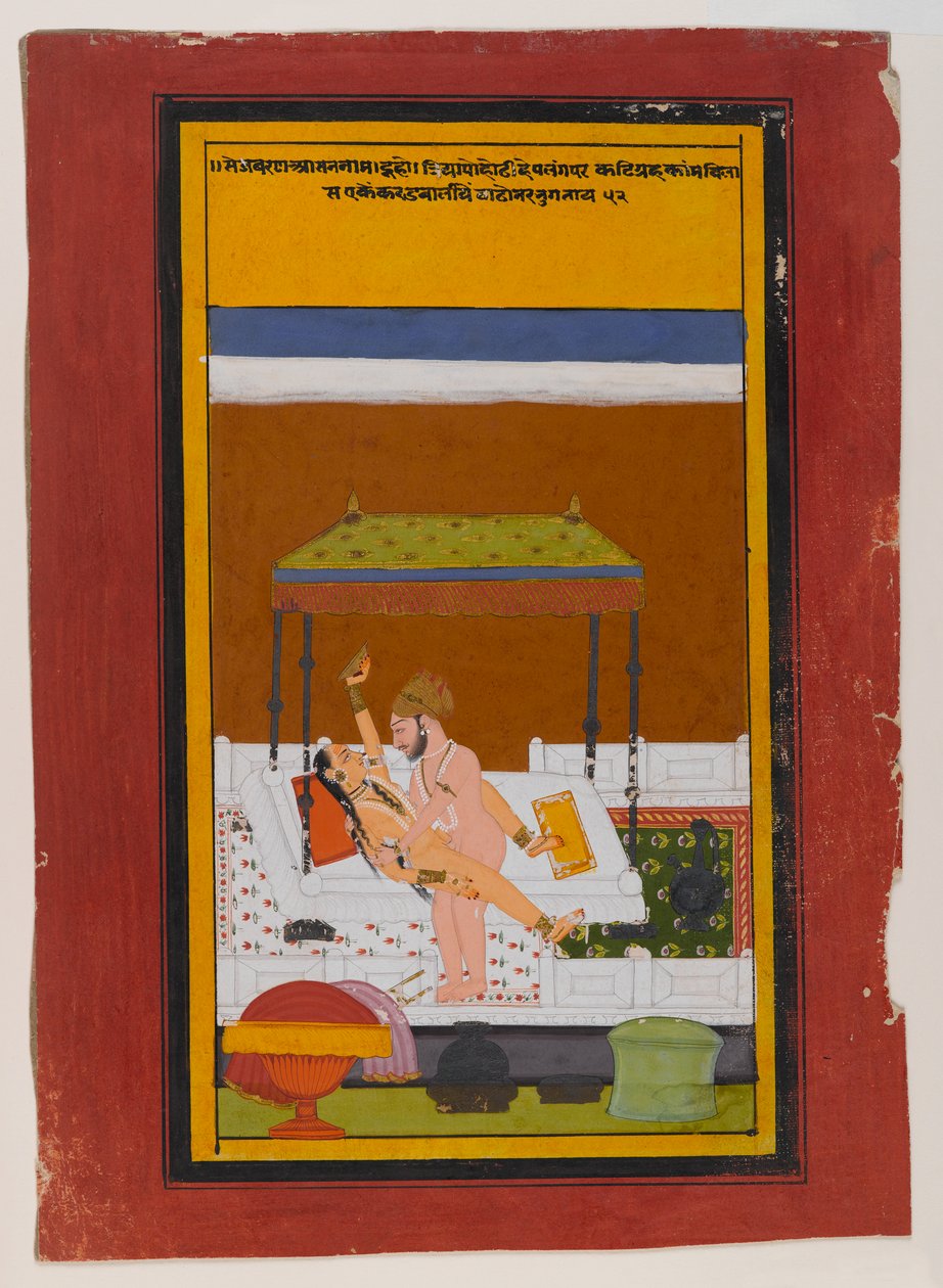 Embracing Couple, ca 1725-1730 (ogenomskinlig wc, guld & silver på papper) av Indian School