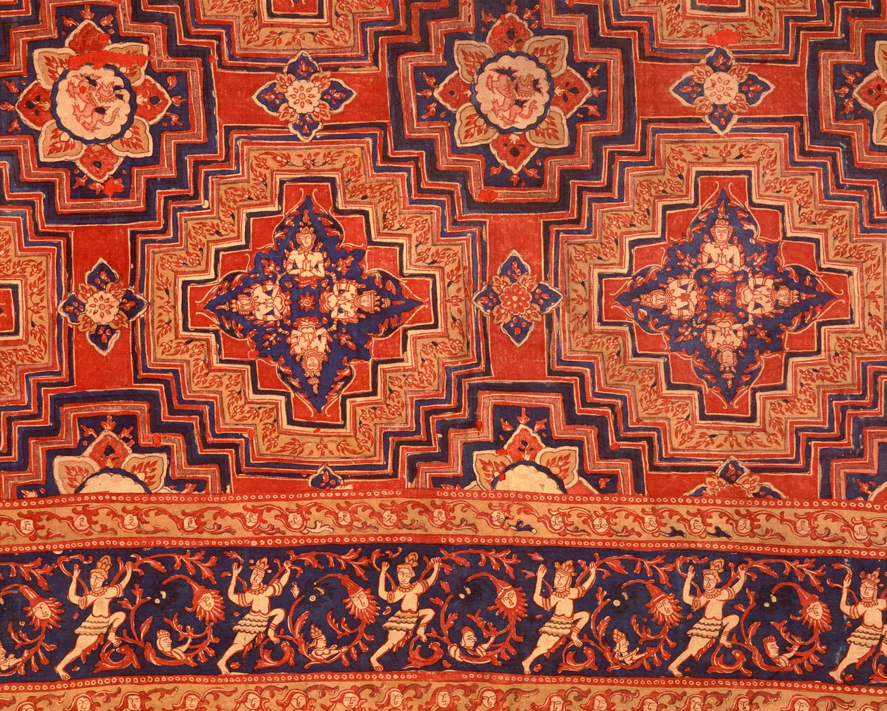 Tyg från Ayuttaya-perioden med thailändsk design (tryckt bomull) av Indian School