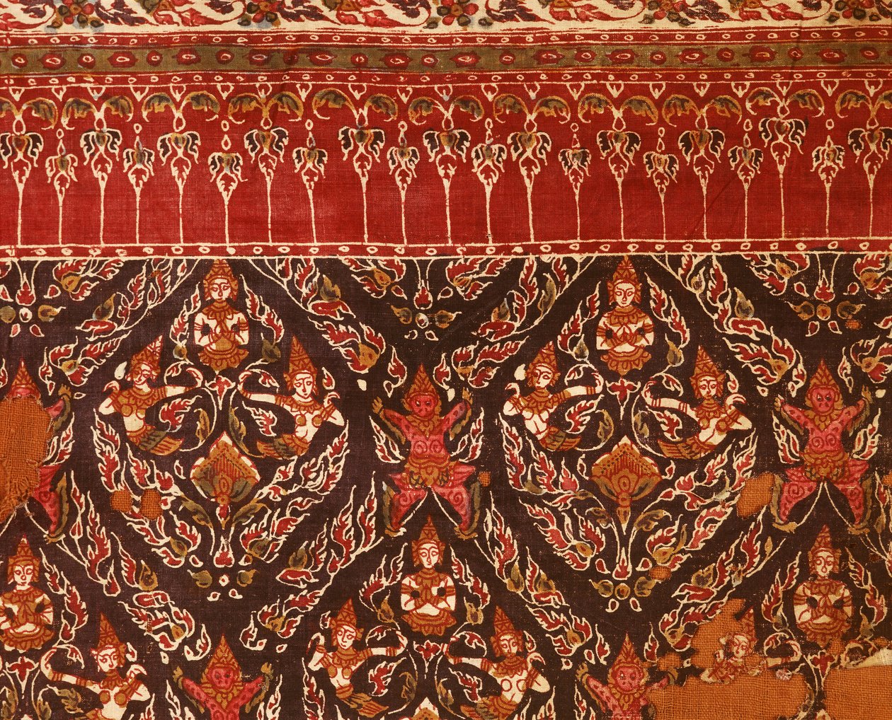 Tyg från Ayuttaya-perioden med thailändsk design (tryckt bomull) av Indian School