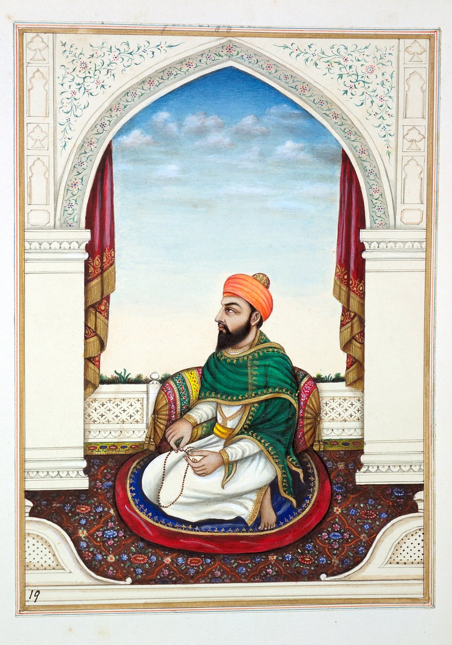 Fakir Syad Aziz-o-Deen, från The Kingdom of the Punjab, its Rulers and Chiefs, volym I, en volym med 27 akvarellstudier av en oidentifierad indisk konstnär, ca 1840 (wc på papper) av Indian School