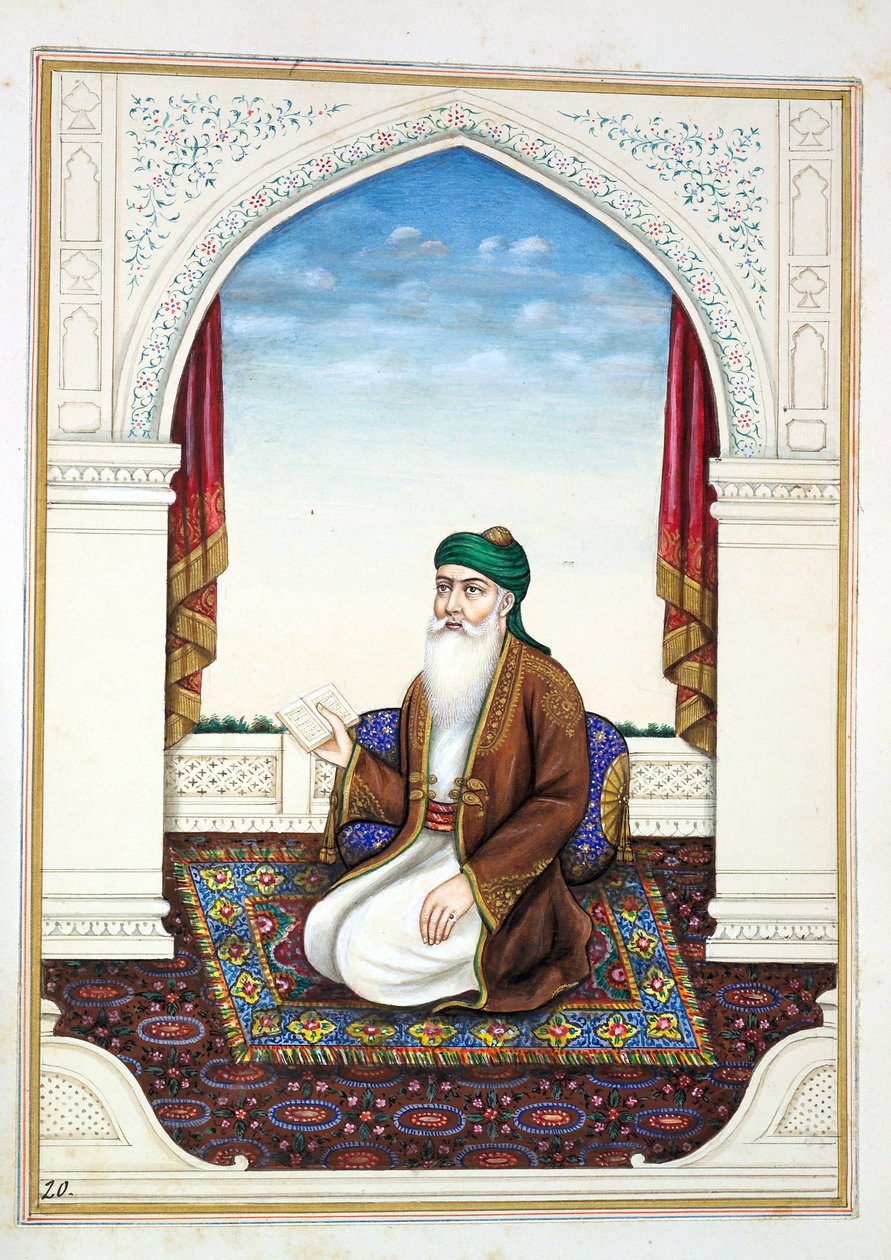 Fakir Syad Nur-o-Deen, från The Kingdom of the Punjab, its Rulers and Chiefs, volym I, en volym med 27 akvarellstudier av en oidentifierad indisk konstnär, ca 1840 (wc på papper) av Indian School