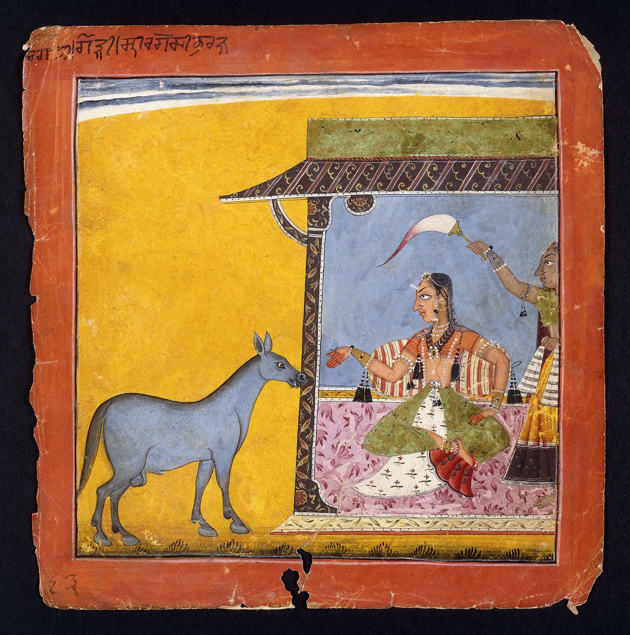 Gaudi Ragini, hustru till Sri Raga, ca 1690-5 av Indian School