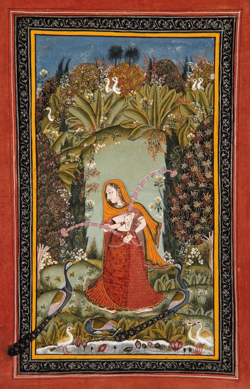 Gauri Ragini från Malkos, ca 1770 (ogenomskinlig toalett på papper) av Indian School