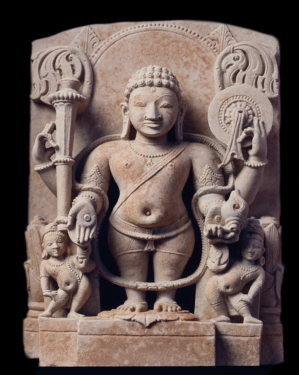 Hinduism: "" representation av Vishnu"" (Vishnu) - Sculpture of Gres (sandstensskulptur), Mathura School, Kouchan Empire av Indian School