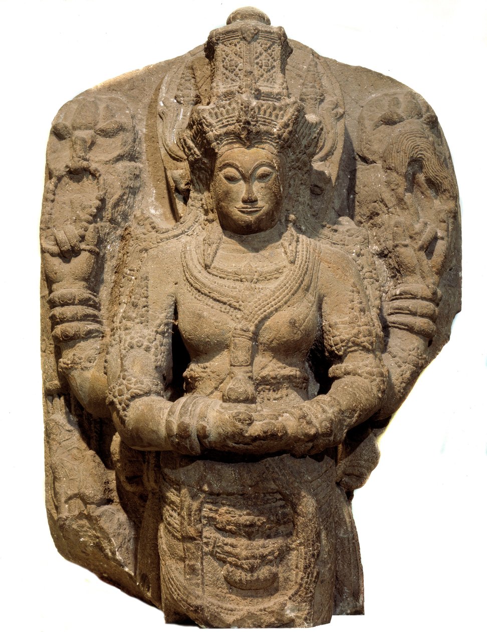 Hinduism: stele tillägnad gudinnan Devi. 1400-talet Från ön Java. Paris, Guimet-museet, Nationalmuseet för asiatisk konst av Indian School