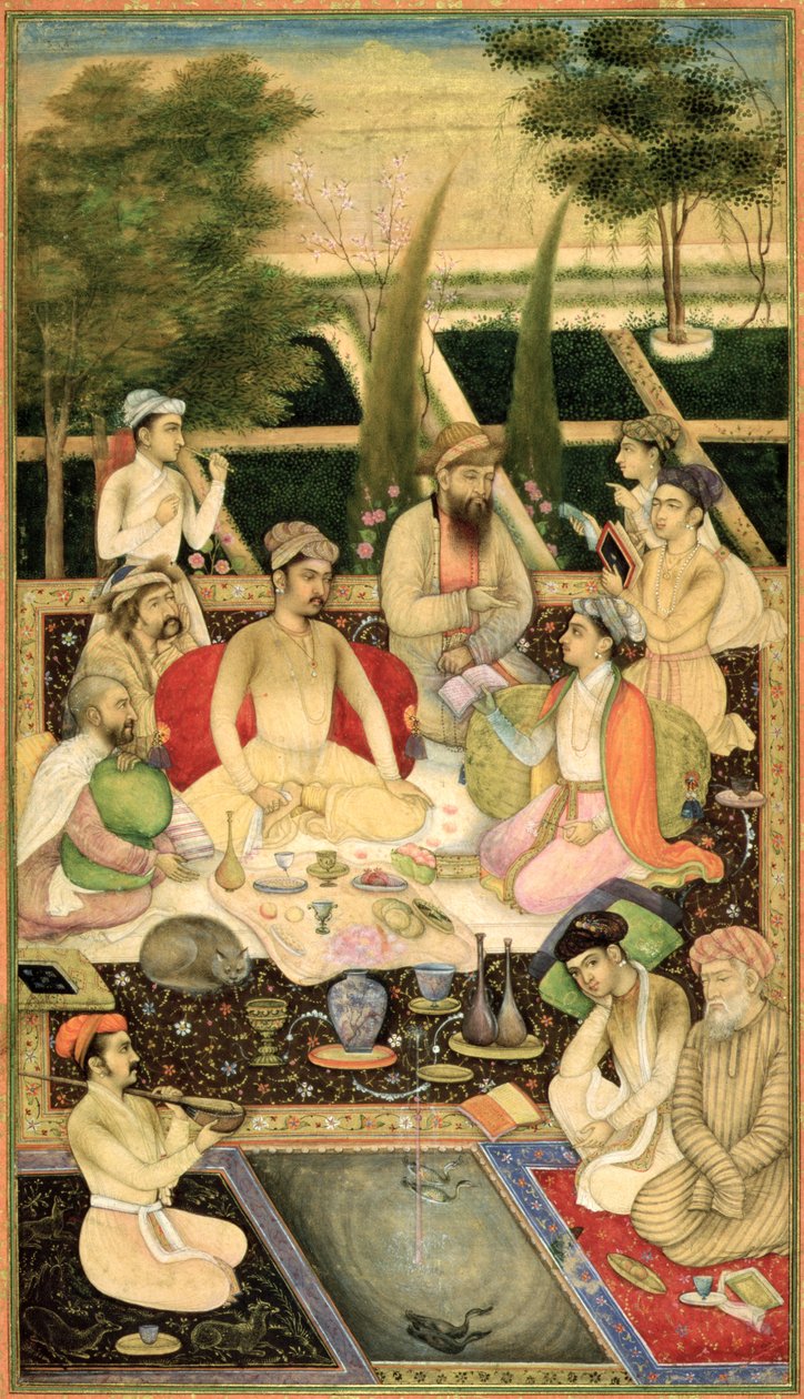 I. 07A.8 Två furstar i en trädgård, c.1615 av Indian School