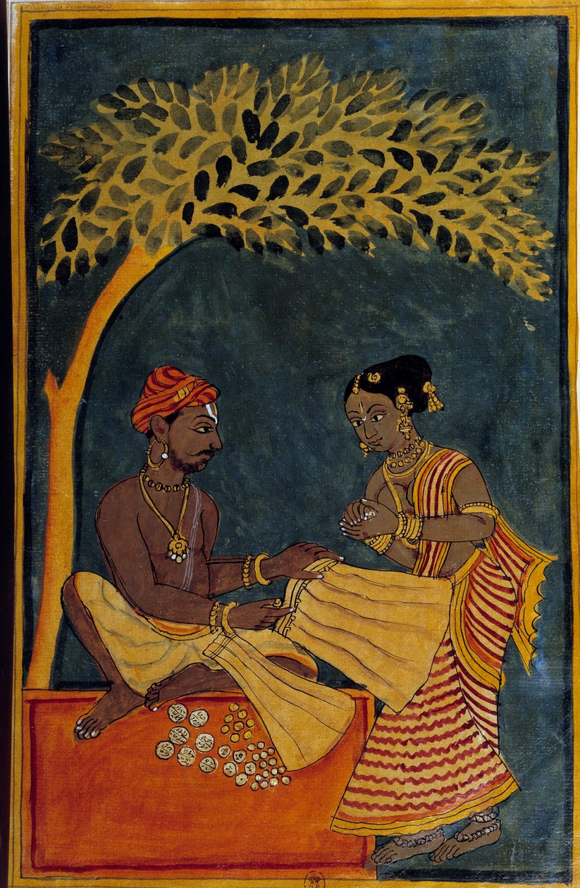 Indisk konst: en tyghandlare. Akvarell omkring 1760. Paris, B.N. av Indian School