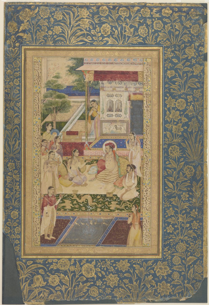 Jahangir och prins Khurram underhölls av Nur Jahan, ca 1640-50 av Indian School