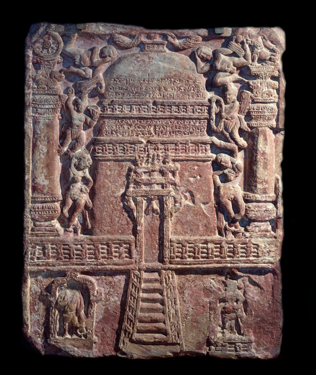 Jain-tavla med hyllningsuppsättning av Vasu, dotter till kurtisanen Lavana Sobhika (röd sandstensrelief, Kushan Empire) av Indian School