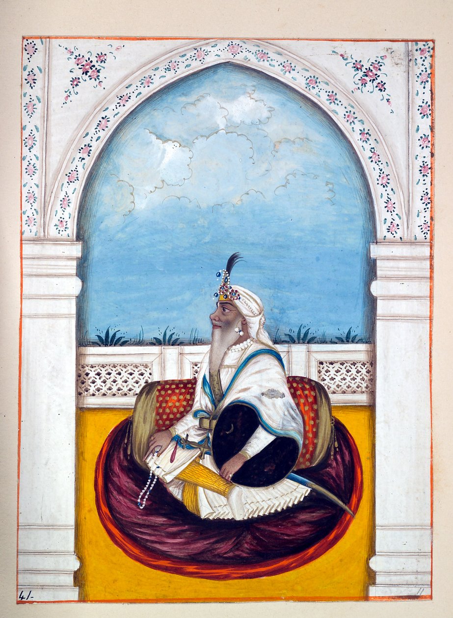 Jemadar Khushyal Singh, från The Kingdom of the Punjab, its Rulers and Chiefs, volym II, en volym med 30 akvarellstudier av en oidentifierad indisk konstnär, ca 1840 (wc på papper) av Indian School