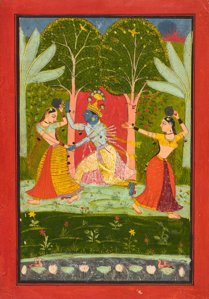 Krishna kräver en avgift från gopis, ca 1660 av Indian School