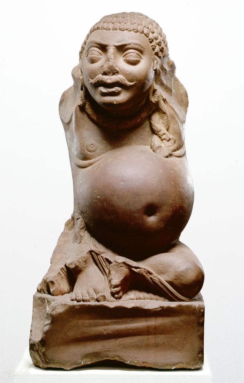 Kubera, hinduisk gud för rikedom, Ramnagar-kultur, från Ahichatra, Uttar Pradesh, 200 e.Kr. (röd sandsten) av Indian School