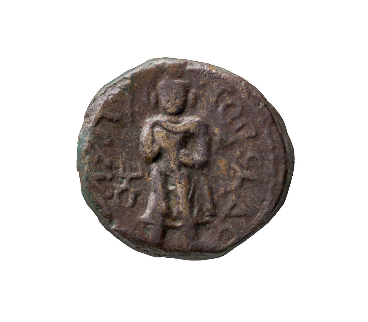 Kushan Coin, AD 127-155 (koppar) av Indian School