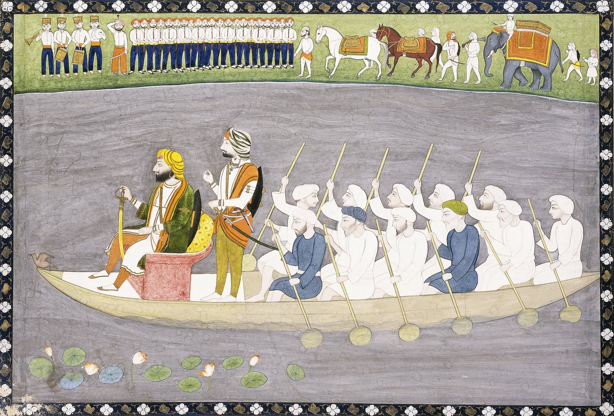 Maharaja Gulab Singh vid Lake Wular i Kashmir, ca 1840 av Indian School