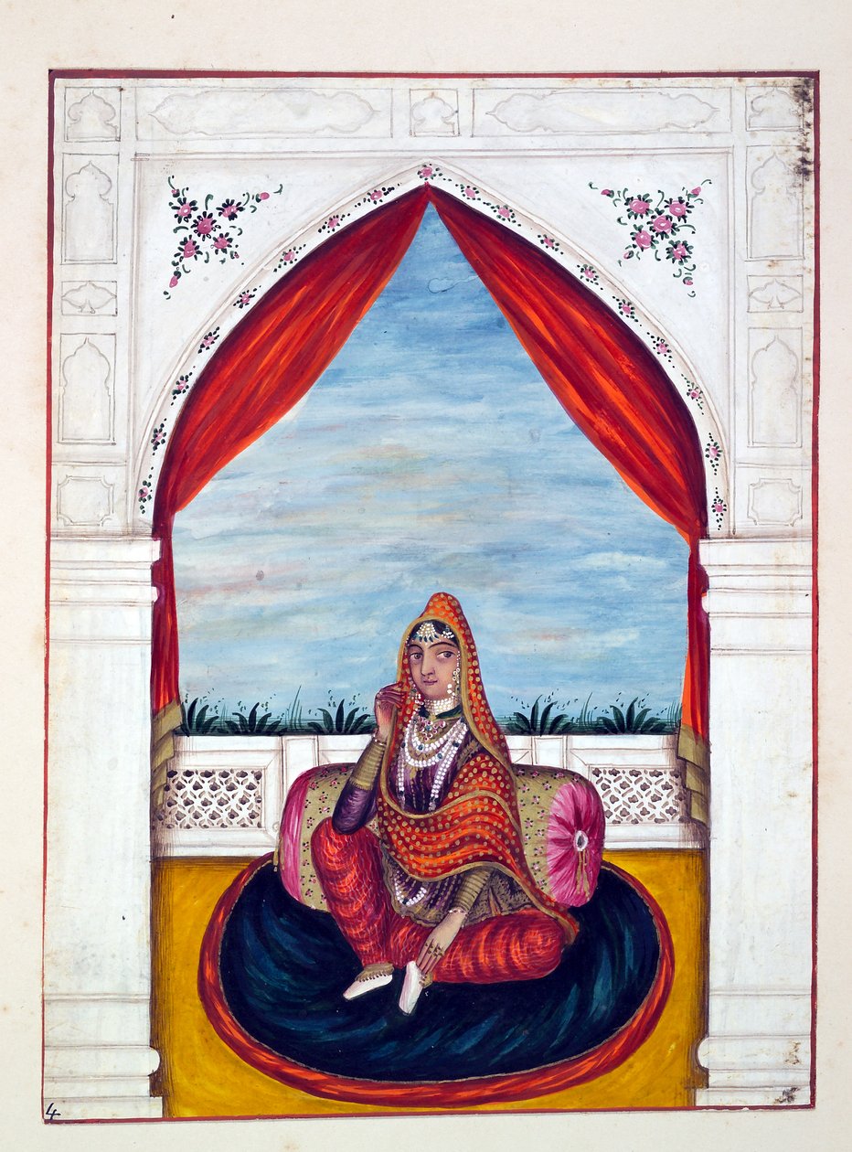 Maharani Chand Kaur, från The Kingdom of the Punjab, its Rulers and Chiefs, volym I, en volym med 27 akvarellstudier av en oidentifierad indisk konstnär, ca 1840 (wc på papper) av Indian School