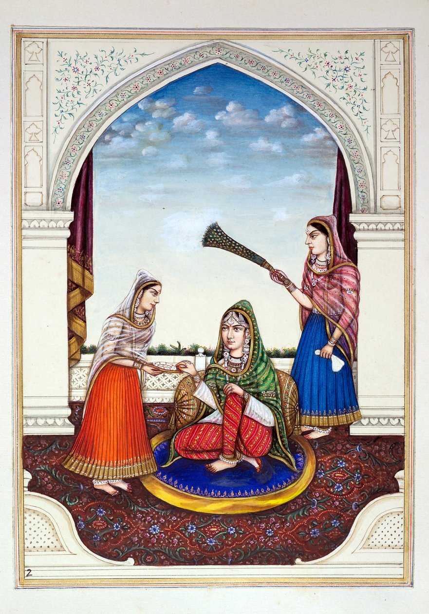 Maharani Jindan, från The Kingdom of the Punjab, its Rulers and Chiefs, volym I, en volym med 27 akvarellstudier av en oidentifierad indisk konstnär, ca 1840 (wc på papper) av Indian School