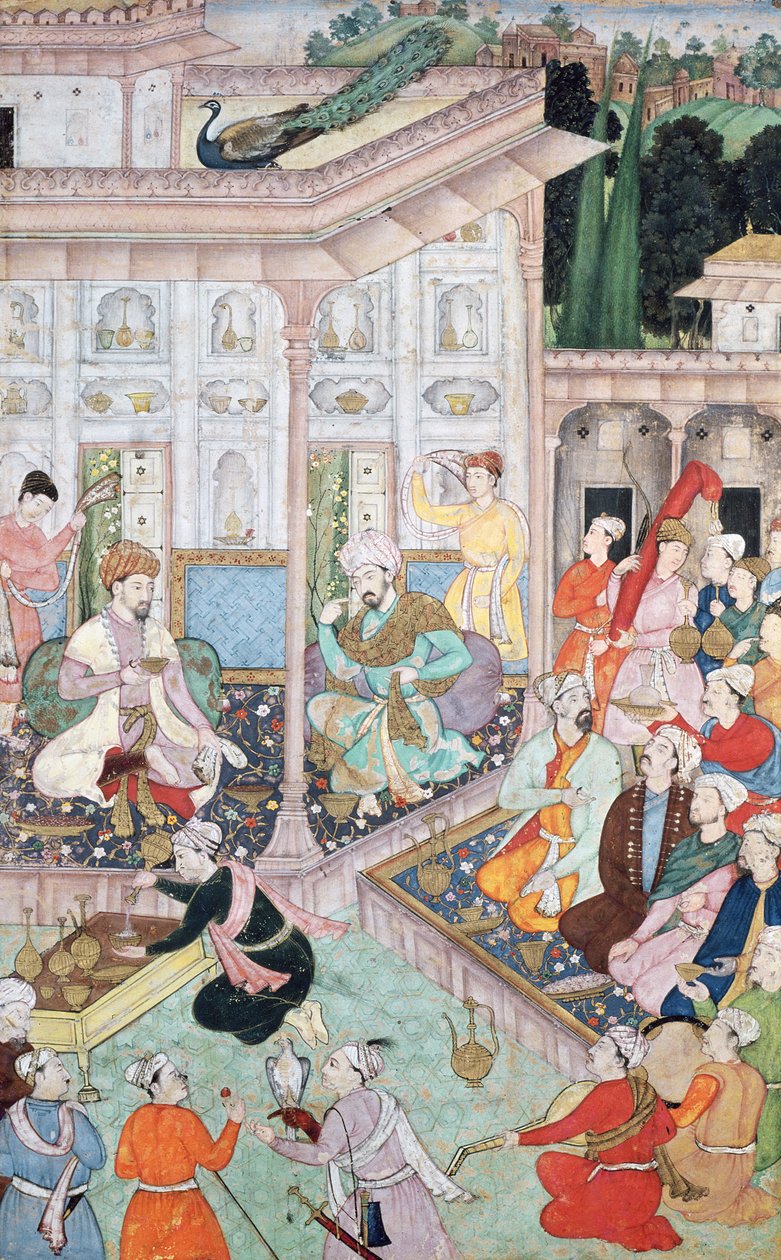 Möte mellan Babur och Bedi Az Zaman Mirza, 1500-1600-talet av Indian School