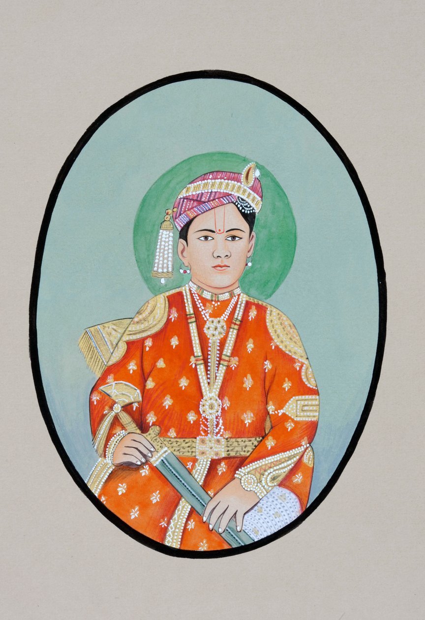 Miniatyrmålning av Maharaja Ganga Singh Bikaner av Indian School