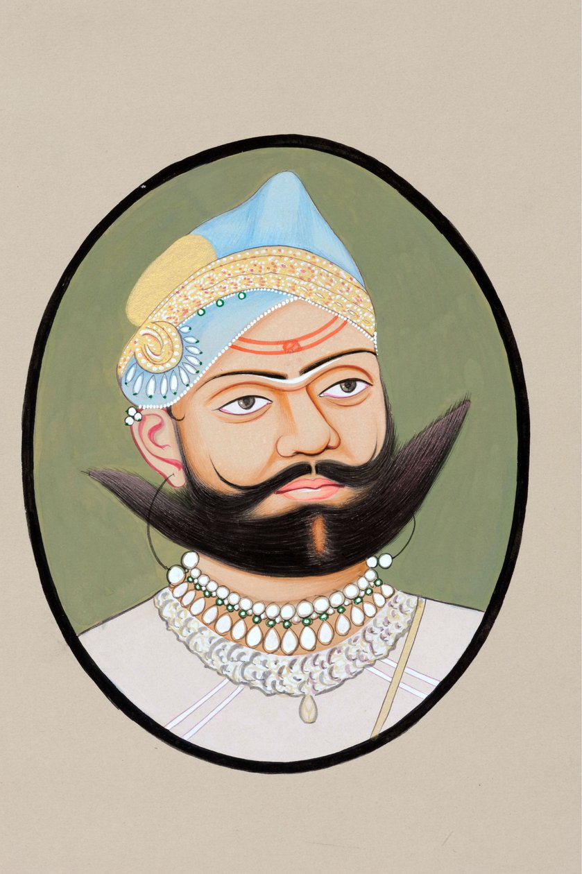 Miniatyrmålning av Maharaja Sajjan Singh 1874 av Indian School