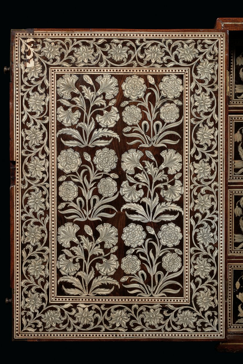 Mughalskåp, Gujarat eller Sindh, västra Indien (elfenbensinlagt trä) av Indian School