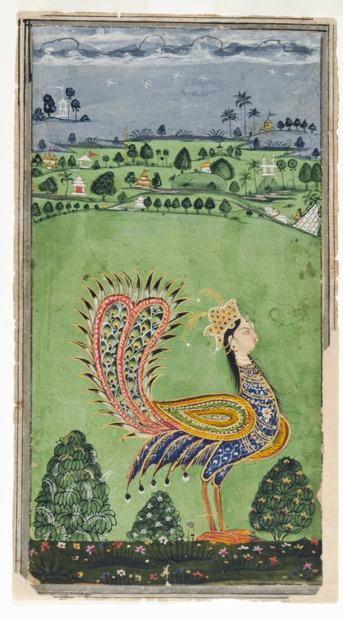Mytisk påfågel med en kvinnas huvud, Hyderabad, ca 1750 av Indian School