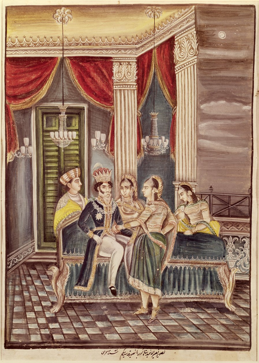 Nasir Ud-Din Haidar (1827-1873) kung av Oudh i sitt palats, 1845 av Indian School