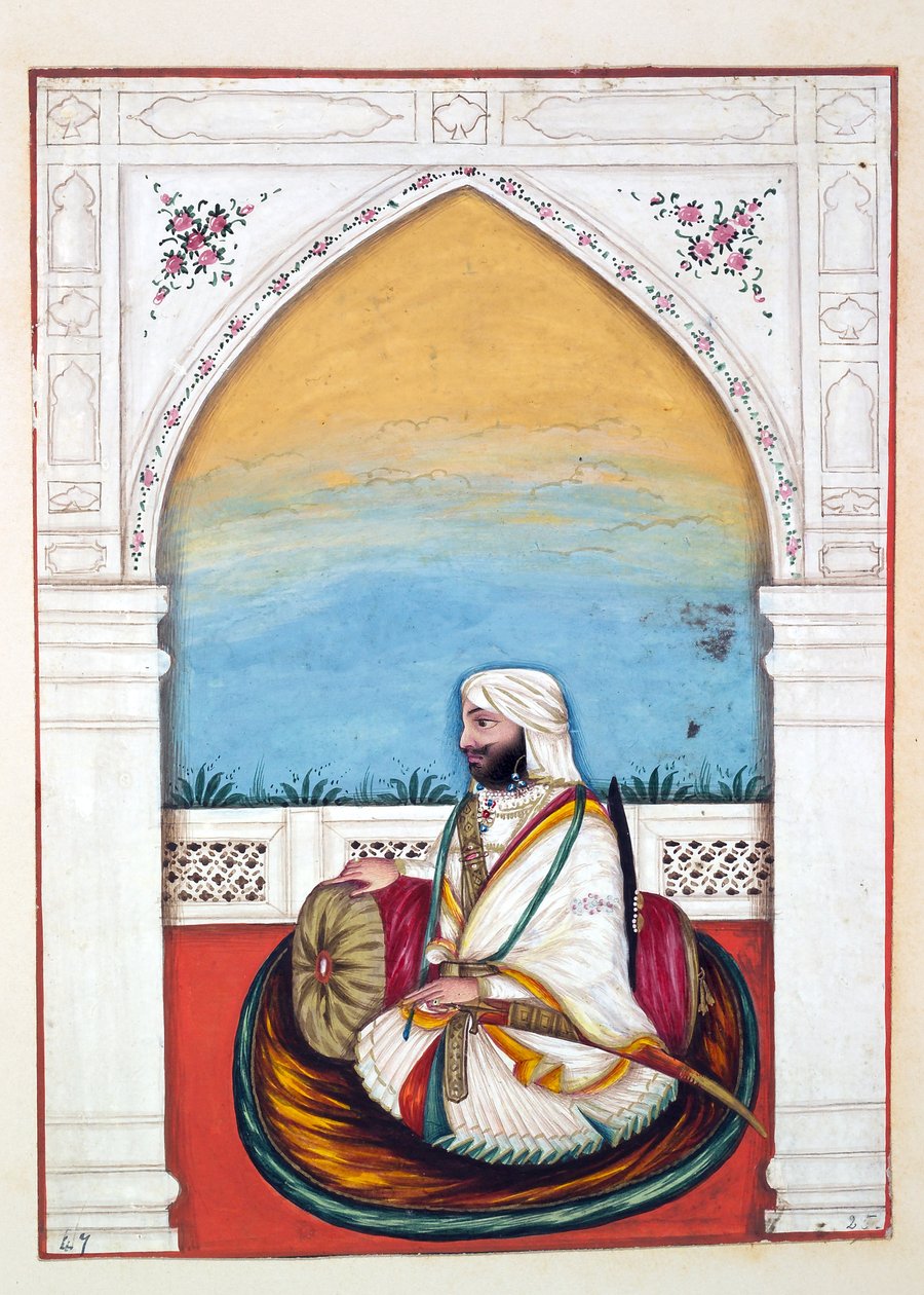 Nawab Imam-od-dun, från The Kingdom of the Punjab, its Rulers and Chiefs, volym II, en volym med 30 akvarellstudier av en oidentifierad indisk konstnär, ca 1840 (wc på papper) av Indian School