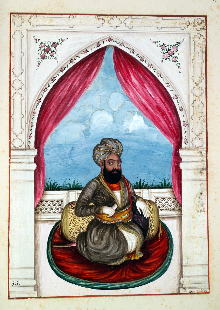 Nawab Mohammad Akhbar Khan, från The Kingdom of the Punjab, its Rulers and Chiefs, volym II, en volym med 30 akvarellstudier av en oidentifierad indisk konstnär, ca 1840 (wc på papper) av Indian School