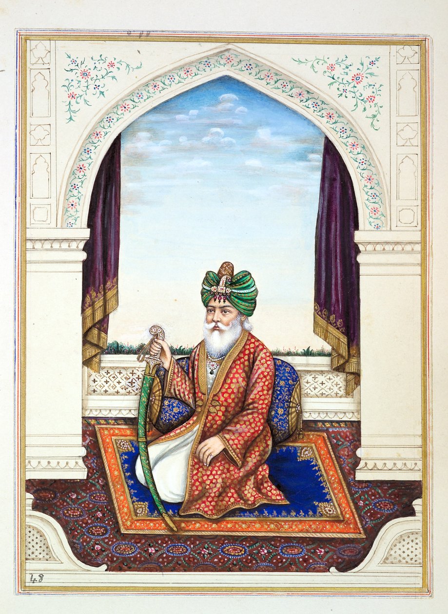 Nawab Mozaffir Khan (Multani), från The Kingdom of the Punjab, its Rulers and Chiefs, volym II, en volym med 30 akvarellstudier av en oidentifierad indisk konstnär, ca 1840 (wc på papper) av Indian School