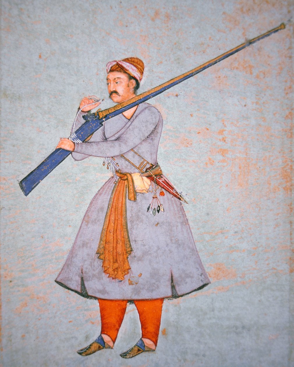 Officer för Mughalarmén, ca 1585 (färg litho) av Indian School