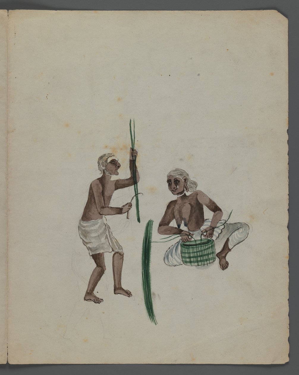 En av en uppsättning av nio bilder som visar indianer i olika yrken (wc på papper) av Indian School