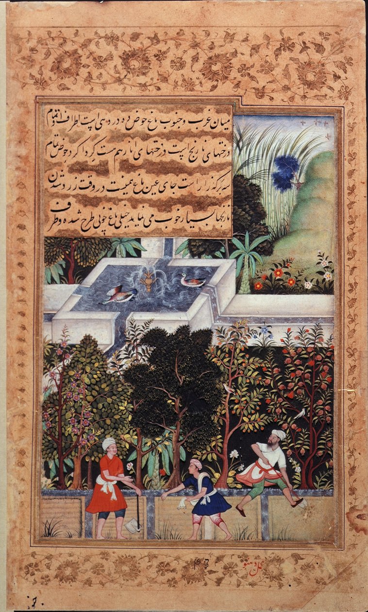 Eller 3714 Trohetens trädgårdar (Bagh-i Vafa) anlades i Kabul 1504, illustrerad i Vaqi