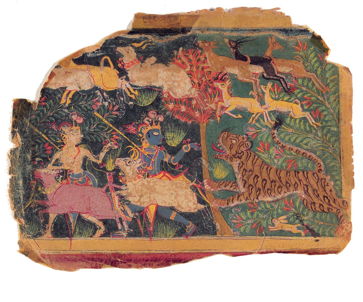 Faror i skogen, 1525-50 (ogenomskinlig wc på papper) av Indian School