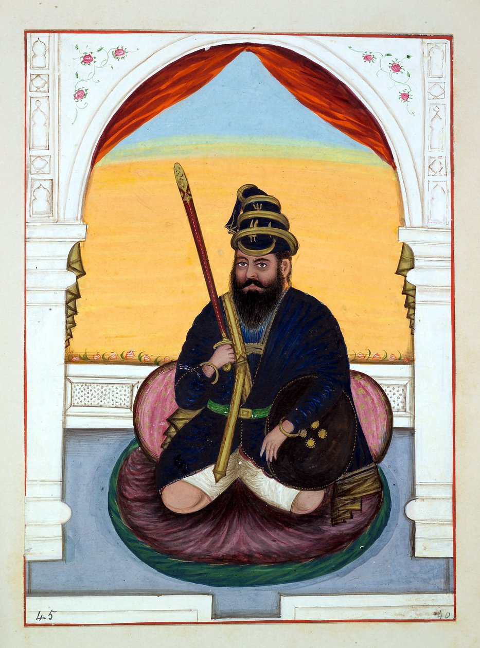 Phola Singh Nihang, från The Kingdom of the Punjab, its Rulers and Chiefs, volym II, en volym med 30 akvarellstudier av en oidentifierad indisk konstnär, ca 1840 (wc på papper) av Indian School