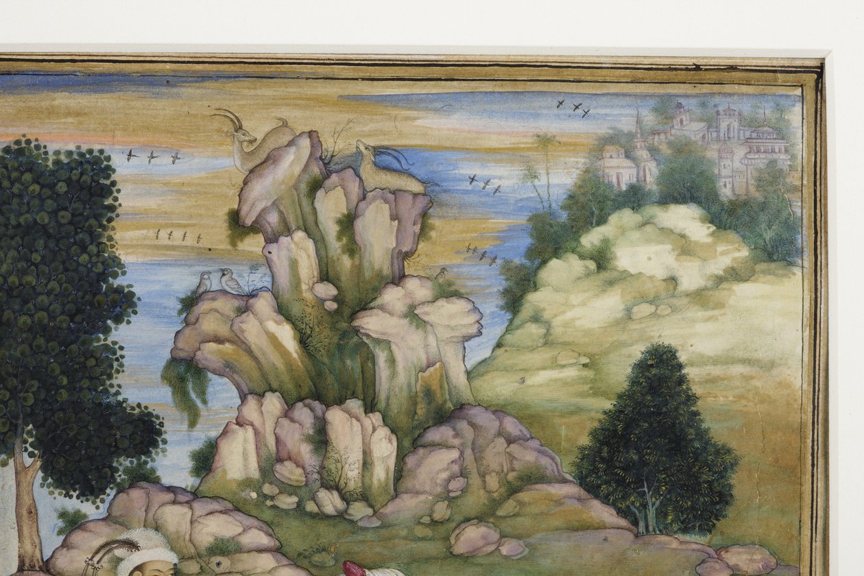 Picknick under en jakt, detalj, ca 1615 (ogenomskinlig wc på papper) av Indian School