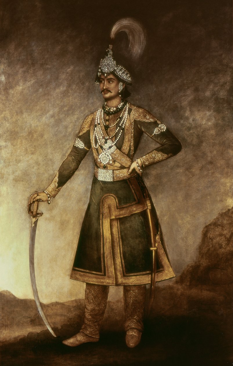 Porträtt av Jung Bahadur Koowar Ranajee (1816-77) av Indian School