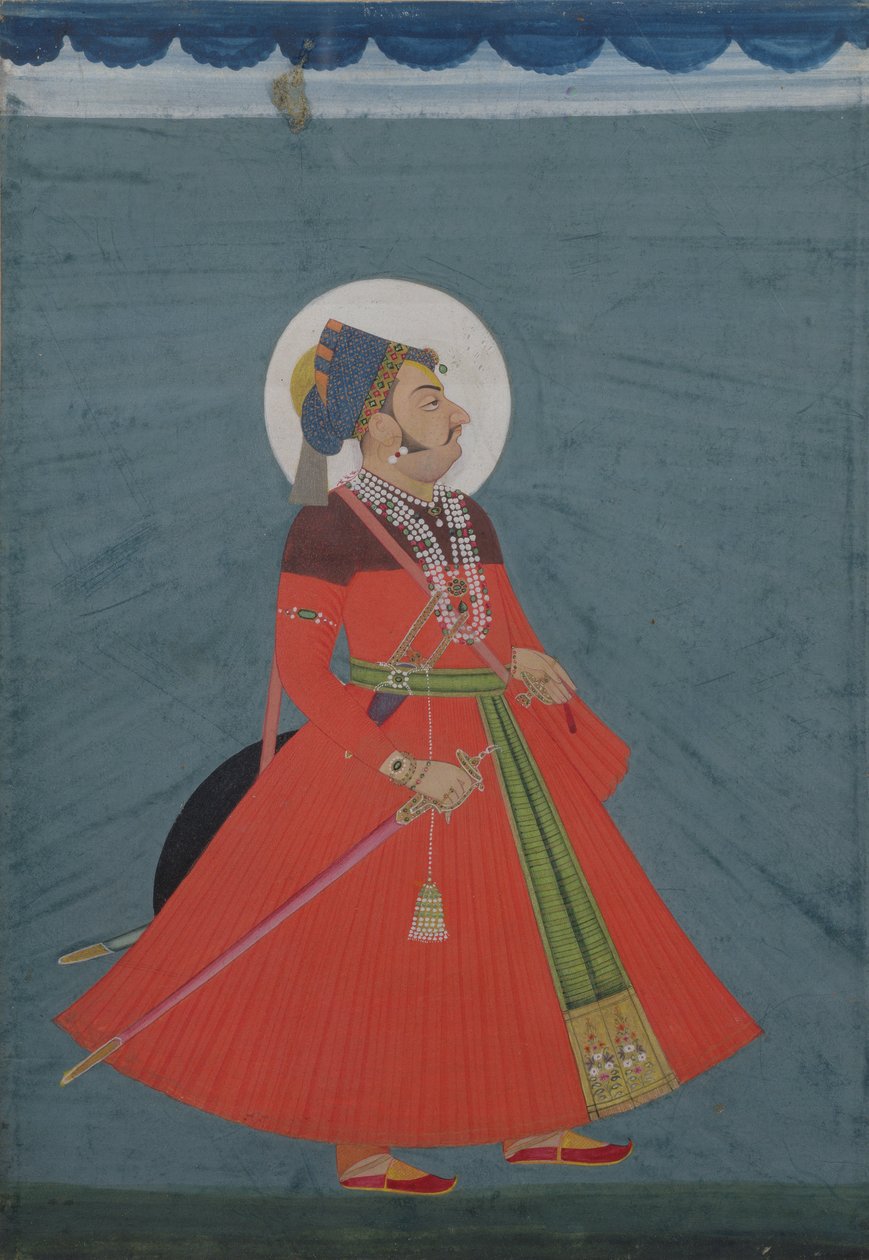 Porträtt av Maharajah Ajit Singh av Jodhpur (1678-1724) Jodhpur, 1800-talet av Indian School